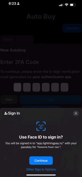 In App 2FA options for Lightning Pay